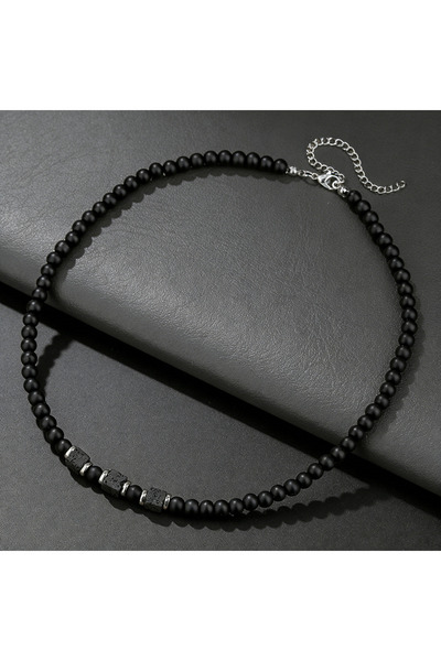 choice2 3SquareLava Stylish Cool 6mm Matte Stone Beads Men Necklalce 3 Styles...