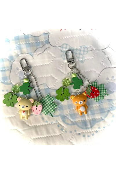 Choice1 K-Rilakkuma-set Rilakkuma Handmade Resin Clover Strawberry Cute Keych...