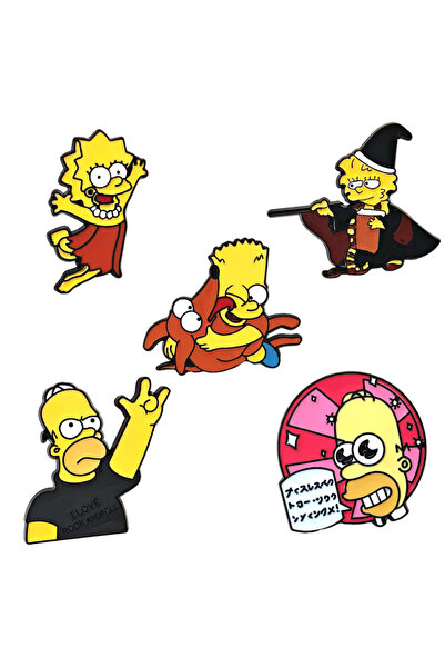 Choice 5pcs Brooch 5pcs the Simpsons Cartoon Enamel Brooch Set Marge Bart Lap...