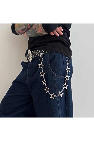 Choice1 Silver Color Salircon Punk Metal Hollow Star Chain Keychain Women Men...