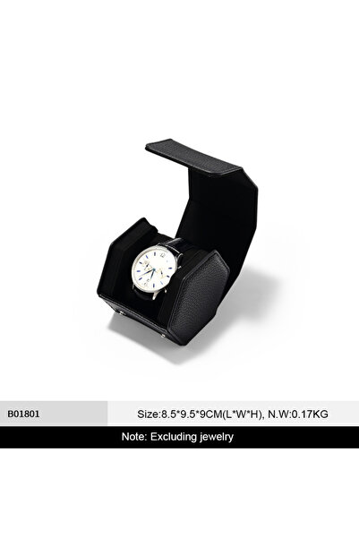 Choice4 Black 1 Slot Oirlv Portable Watch Box Leather Watch Organizer Hexagon...