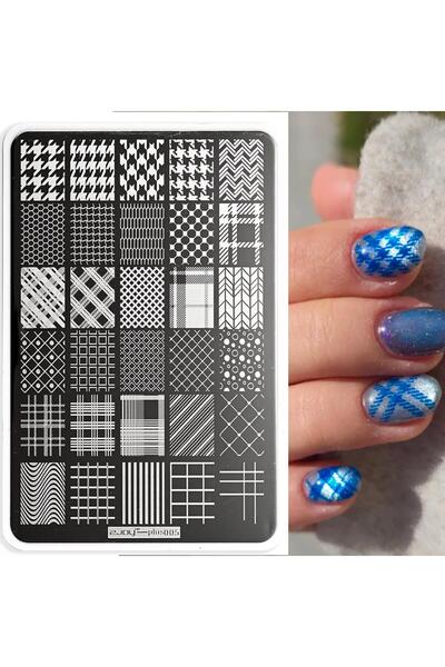 Choice1 2 1Pc Line Plaid Geometric Nail Stamping Plate 14.5*9.5CM Grids Strip...