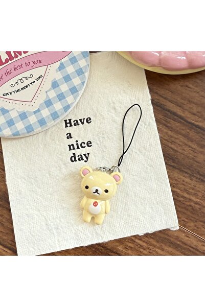 Choice beige Kawaii Rilakkuma Lazy Bear Keychains Bag Puller Phone Rope Coupl...