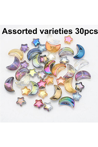 Choice3 K30pcs 10/30/60pcs Randomly Colored Star Moon-shaped Decorative Beads...
