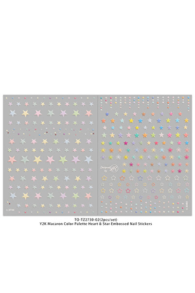 Choice MULTI 2pcs macaron color love star embossed nail art stickers, exquisi...
