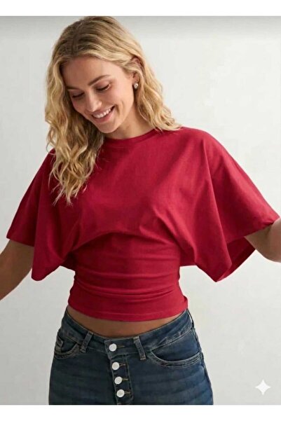 DOCE ELEGANTE Φυσική μπλούζα με φαρδιά μανίκια που ταιριάζει στη μέση