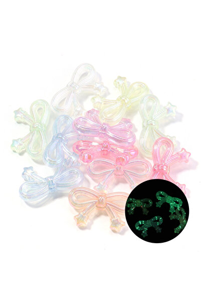 Choice 05 10pcs/lot Multicolor Acrylic Bow Beads Star Bow Loose Spacer Beads ...