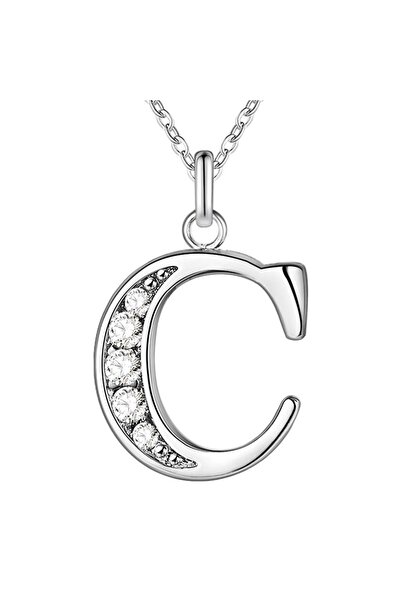 Choice8 C New 925 Sterling Silver Necklace 26 Letter Pendant For Women Fashio...