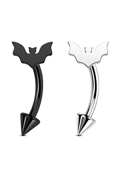 choice2 مجوهرات للوجه والحاجب، طقم من قطعتين، 16G، حلقة حواجب بتصميم خفاش، لا...