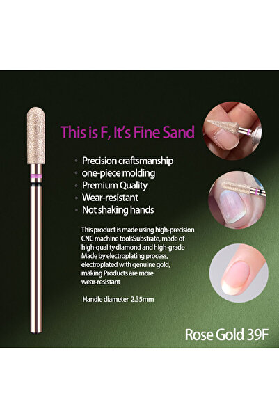 Choice11 Rose Gold 39F 1Pcs High Quality Rose Gold Diamond Nail Drill Bit For...