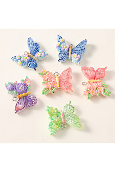 Choice3 Style 5 10pcs 27mm Colorful Resin Flower Butterfly Charms for Earring...
