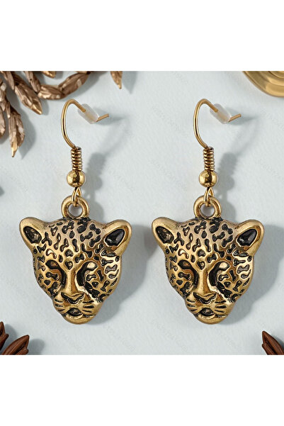 Choice Antique Gold Plated Cute Leopard Earrings with Pendant European Stereo...