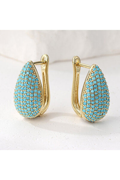 Choice Blue Golden 1 pair of fashionable and luxurious teardrop shaped copper...
