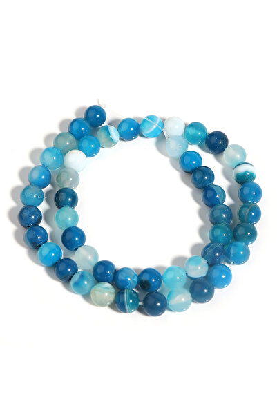 Choice3 8mm-about 45pcs Natural Blue Stripes Agates Round Beads15" Strand for...