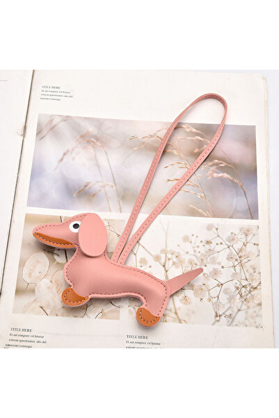 Choice Pink Classic Cute Puppy Dog Bag Pendant Key Chain Fashion PU Leather D...