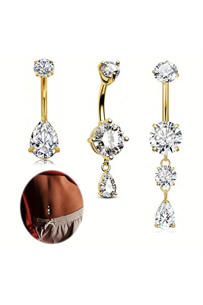 Choice1 حلقات باربل منحنية للبطن 14G 1.6x10mm ذهبية 3 قطع