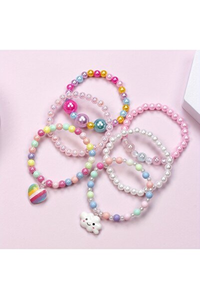 Choice 6pcs Colorful Acrylic Beaded Bracelet 6-Pack for Kids 3-12 - Rainbow P...