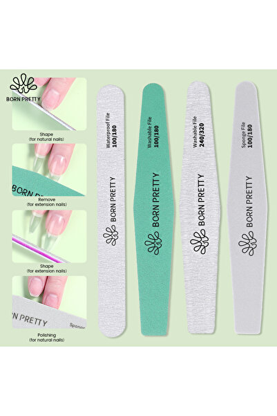 Choice4 4 قطع من مبردات الأظافر BORN PRETTY، 1/4 قطع، بدرجة نعومة 100/180/240...