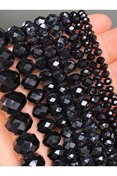 Choice1 4mm black Faceted Black Glass Crystal Rondelle Beads Loose Spacer Bea...