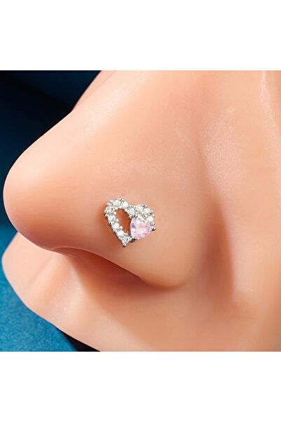 Choice حلقات وأقراط أنف فضية 20G 0.8x7mm بتصميم هندسي، حلقة أنف على شكل حرف L...