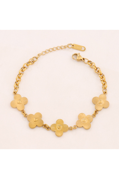 Choice B7376 316L Stainless Steel Four Leaf Clover Pendant Bracelet For Women...