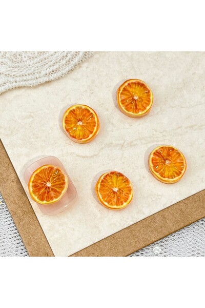 Choice3 10 قطع من زينة الأظافر على شكل شرائح فواكه برتقالية من الراتنج، ألعاب...