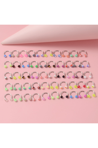 Choice3 Geometric body 1.2X8X3MM Labret, Lip Piercing Jewelry Lot A 50PCS Col...
