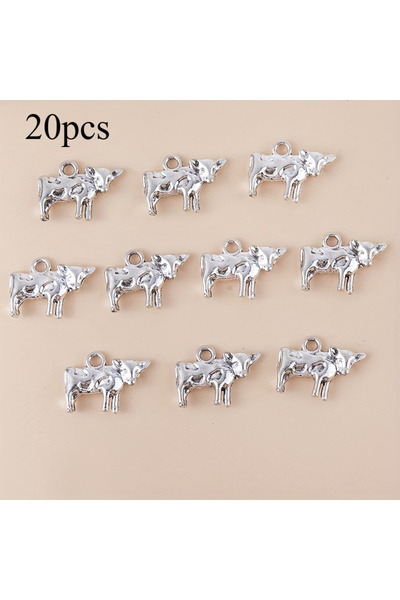 Choice 20pcs 20pcs Antique Silvery COW FARM YARD 3D Bead Charms Alloy Pendant...