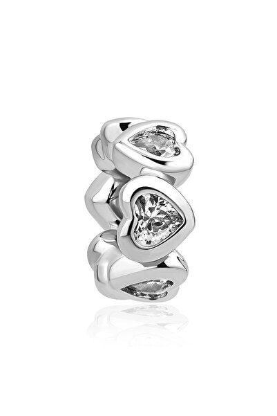 Choice40 B037-bai 925 Silver Shining zircon spacer Beads Love heart Flower Ch...