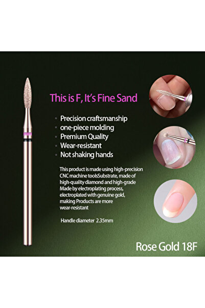 Choice1 Rose Gold 18F 1Pcs High Quality Rose Gold Diamond Nail Drill Bit For ...