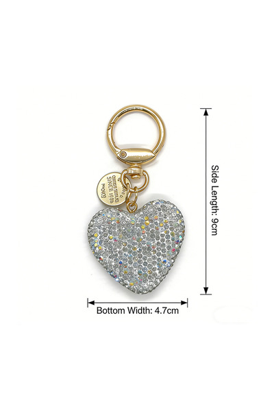 Choice1 White Bling Bling Pink Heart Crystal Rhinestone Soft Clay Keychain fo...