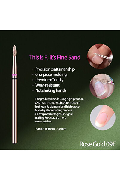 Choice12 Rose Gold 09F 1Pcs High Quality Rose Gold Diamond Nail Drill Bit For...