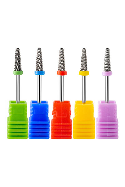 Choice4 5pcs Tungsten Carbide Nail Drill Bit with Taper Radius Design Nail Fi...