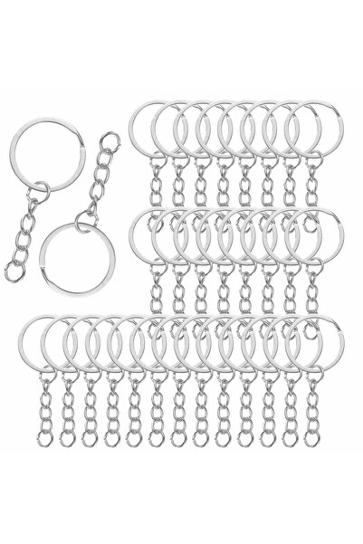 Choice7 15sets Silvery 15/25sets metal key rings with chains and connecting l...