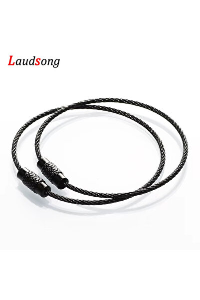 Choice10 10pcs black 10pcs Colorful Stainless Steel Wire Keychain Cable Loop ...