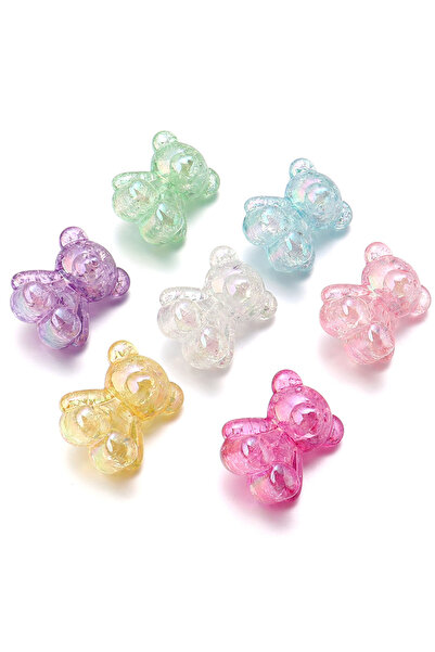 Choice Mix Color 5pcs Acrylic Bursting Bear Shape Bead 26x31mm Mix Color Loos...