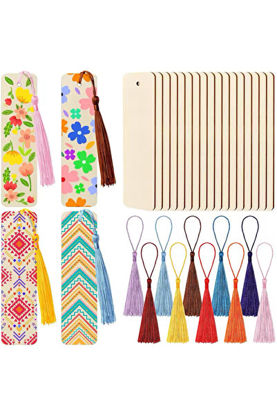 Choice1 20PCS 20PCS Natural Unfinished Wood Bookmarks Blank Template Wooden B...