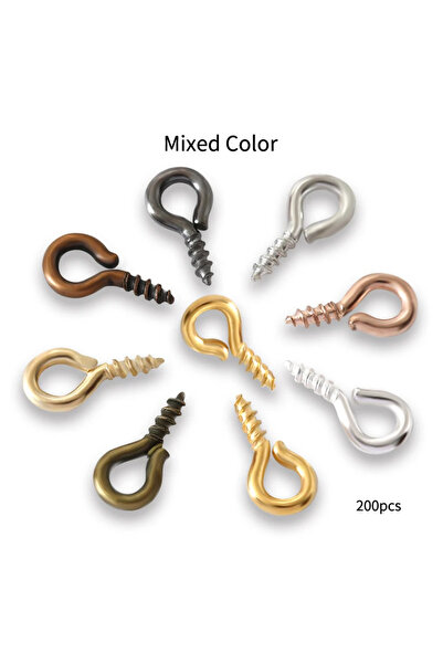 Choice 4x8mm Mixed Color 200pcs 4x8/5x10mm Small Screw Eye Pins Eyepins Hooks...
