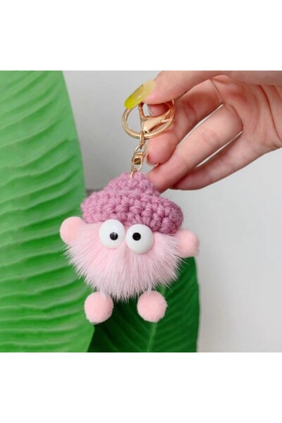 Choice8 Pink Trendy Cute Imitation Mink Small Coal Ball Pendant Keychain Plus...
