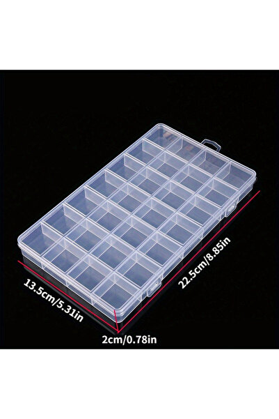 Choice 28Girds 1pc 28 Grids Rectangle Plastic Jewelry Storage Box, Compartmen...