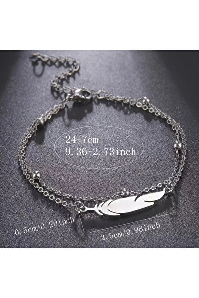 Choice Silver Plated A Women's Summer Beach Feather Double-Layered Anklet wit...