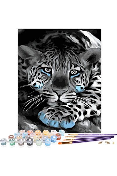 OEM Σετ Ζωγραφικής με Αριθμούς Kealux, Ακρυλικά Χρώματα, Σχέδιο Λεοπάρδαλης, ...