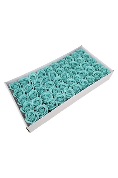 AFO Set 50 trandafiri sapun parfumati, atingere reala, Crystal Turquoise