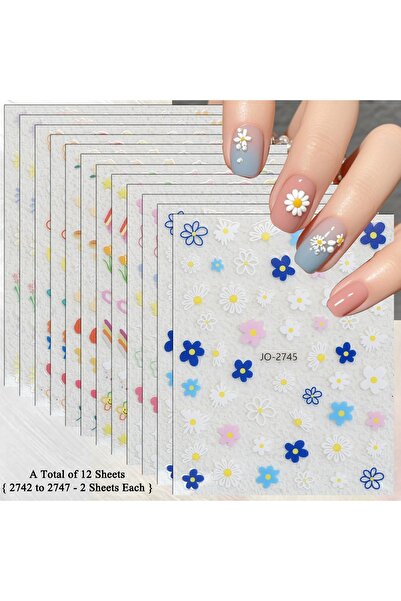 Choice4 SetAA (12 Sheets) 3 to 30 Sheets Cute Pastel Flower Nail Art Stickers...