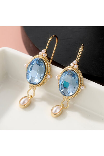 Choice T242-1 Trend Blue Color Geometric Type Inlay Pearls Earrings For Women...