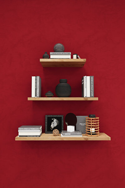 asratrend Modern 3'lü Uçan Raf Çok Amaçlı Duvar Rafı Organizer %100 MDF Kitap...