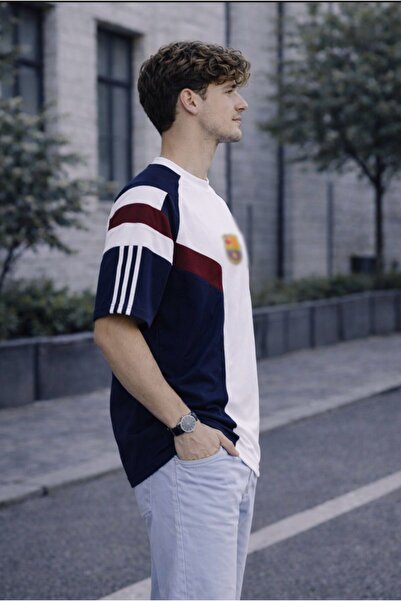 KUN SPORTSWEAR Βίντατζ ρετρό νοσταλγικό μπλουζάκι με χρωματικά μπλοκ, υπερμεγ...