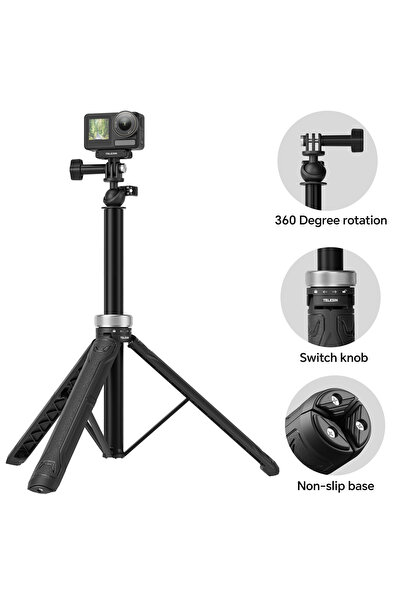 TELESIN Tripod & Selfie Çubuğu (1.5M) GoPro, Osmo Action Uyumlu