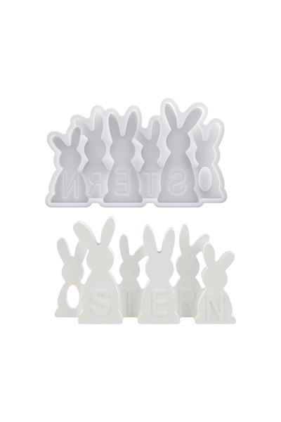 Choice 6pcs Rabbit Resin Silicone Mold DIY Easter 6pcs Rabbit Figurine Mold, ...