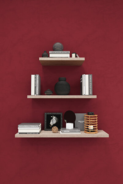 asratrend Modern 3'lü Uçan Raf Çok Amaçlı Duvar Rafı Organizer %100 MDF Kitap...